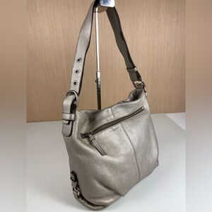 Coach Metallic Pebbled Leather Hobo Crossbody Bag Champagne Gold F11126